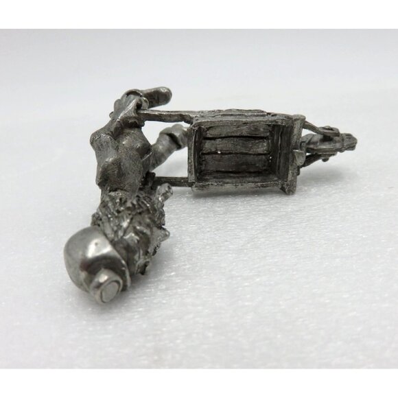 Pewter Coal Miner Miniature Figurine With Wheelbarrow England Signed Vintage - Picture 7 of 10